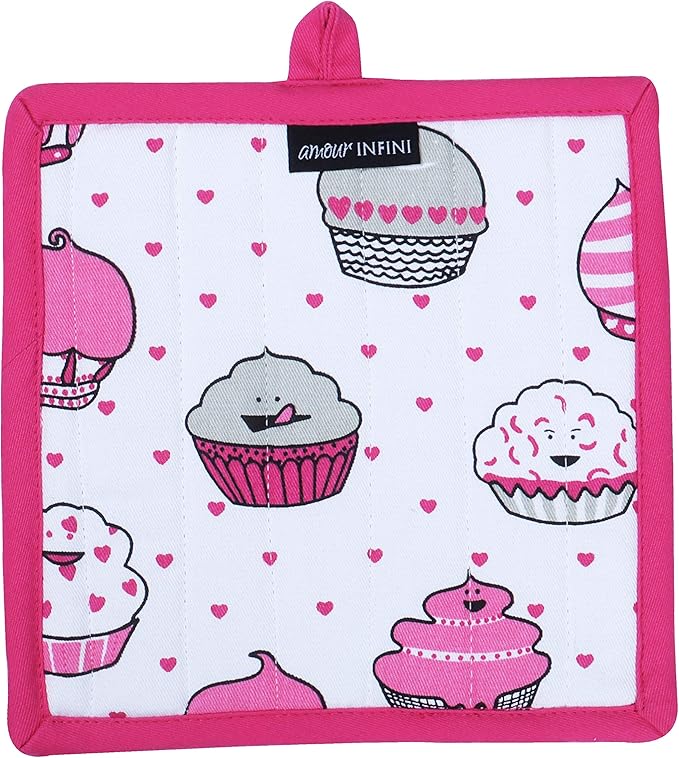 AMOUR INFINI Pot Holders and Oven Mitt Heat Resistant Non Slip Reusable Set of 1 Oven Mitt and 1 Pot Holder Oven Gloves Pot Holder for Cooking