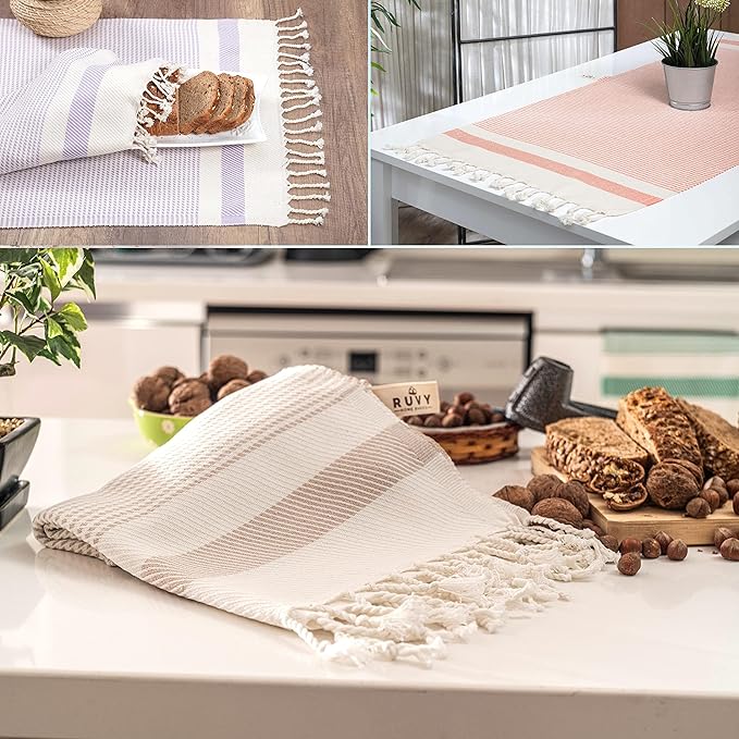 Ruvy Home Basics Turkish Hand Towels for Bathroom Set of 2 | 18"x40", Cotton | Decorative Towel for Bathroom, Kitchen, Dishcloth, Tea, Yoga, Face, Gym - Lavender
