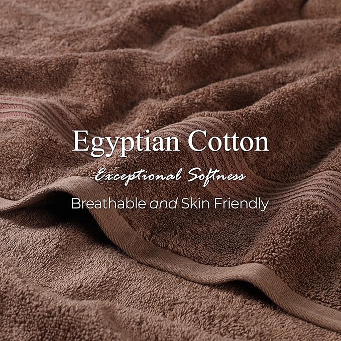 Superior Egyptian Cotton 8-Piece Towel Set, Assorted Towels for Home Bathroom, Guest Bath Decor Essentials, Includes 2 Bath, 4 Hand, 2 Face Towels/Washcloths, Quick Dry, Absorbent, Mocha