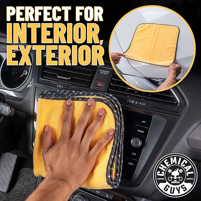Chemical Guys Large Microfiber Drying Towel for Cars Trucks SUVs RVs and Motorcycles, Large 36 x 25 Inch Yellow Absorbent Exterior Drying Towel