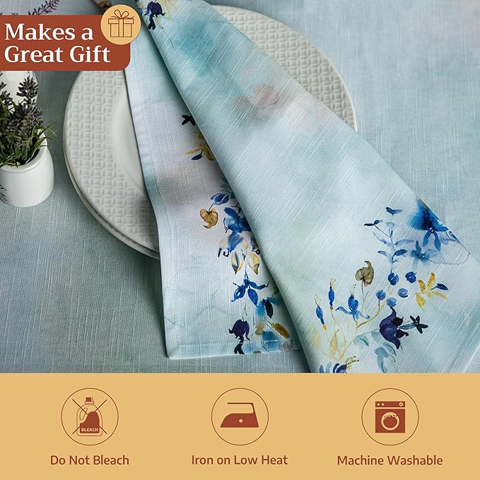 Maison d' Hermine Cloth Napkins Set of 4 100% Cotton Everyday Reusable Square Napkins Cloth Washable Dinner Wedding Restaurant Gifts for Mothers Day Spring/Summer (Lazy Summer Days, 20" x 20")