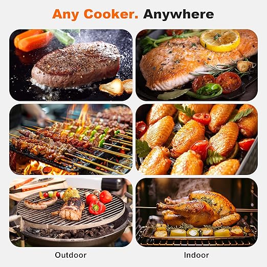 NIGOGOR Dual Probes Meat Thermometer, Smart Digital Magnetic Standalone Base, Bluetooth Wireless Meat Thermometer Remote Tracking and Real-Time Readings, iOS and Android, for Grill, BBQ, Smoker