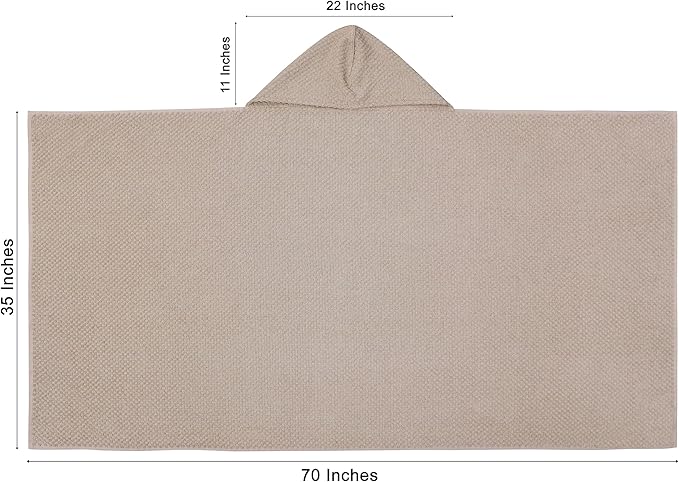 COTTON CRAFT Hooded Bath Towel – Oversized 35 x 70 Waffle Weave Towel with Hood for Adults - 100% Ringspun Cotton Pool Bath Sheet Wrap with Hood - Soft Super Absorbent Quick Dry – 450 GSM – Linen