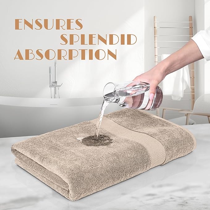 Wealuxe Taupe Bath Towels 27x54 Inch, Cotton Towel Set for Bathroom, Hotel, Gym, Spa, Soft Extra Absorbent Quick Dry 4 Pack