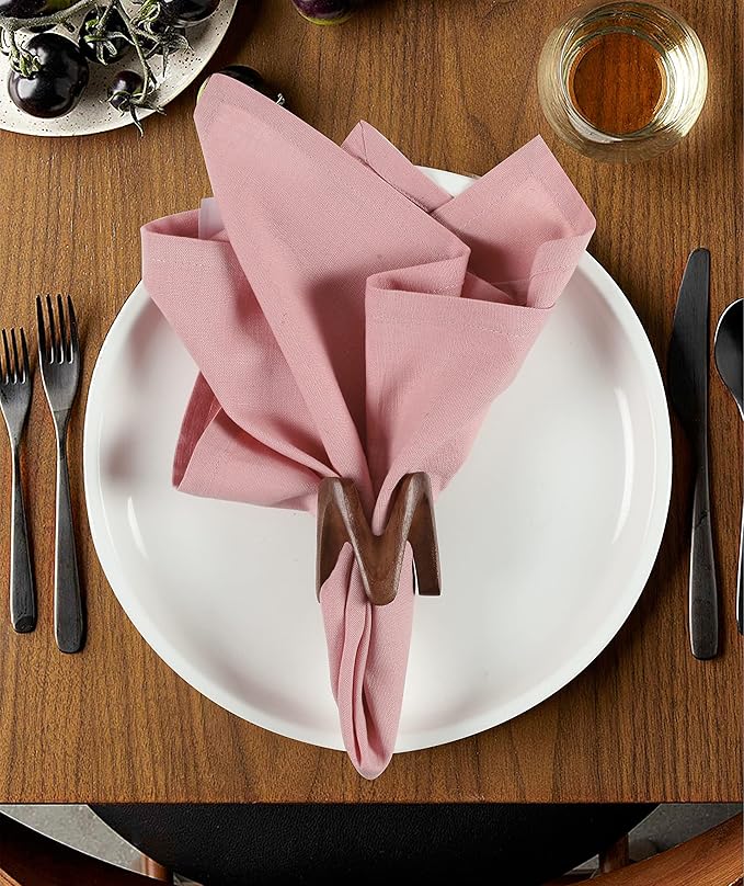 NATURALCRAFT Cloth Napkins Set of 12 Cotton Linen18x18 inch Washable Easter Napkins Cloth - Soft Durable Reusable -Ideal for Hotel Hotel Farmhouse Party Wedding Everyday Use Kitchen Blush Pink