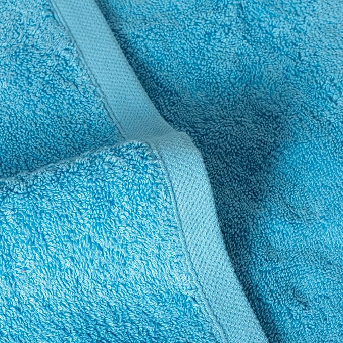 SALBAKOS 100% Turkish Cotton Bath Towel Set of 4 27x54 inch | Heirloom Quality | Hotel & Spa Collection | Ultra Soft, Super Absorbent, Long Lasting Bath Towels | Made in Turkey (Aqua, 4 Bath Towels)