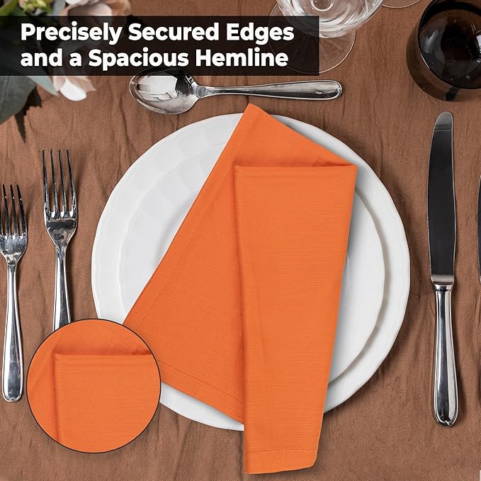 Urban Villa Cloth Napkins Set of 12 20x20 Inches 100% Cotton Napkins Cloth Washable Durable Reusable Absorbent Table Dinner Napkins Cloth for Hotel Lunch Restaurant Weddings Parties - Orange