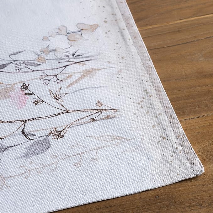 Maison d' Hermine Placemats Set of 4 100% Cotton Washable Cloth Place Mats Reusable Table Mats for Kitchen Dining Wedding Gifts for Mothers Day Spring/Summer (Meadow Florals - Brown, 13" x 19")