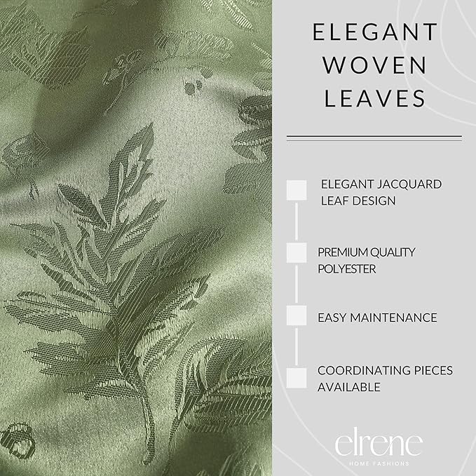 Elrene Home Fashions Elegant Woven Leaves Jacquard Damask Wrinkle Resistant Tablecloth for Fall/Harvest/Thanksgiving, 60" x 144", Rectangle, Olive