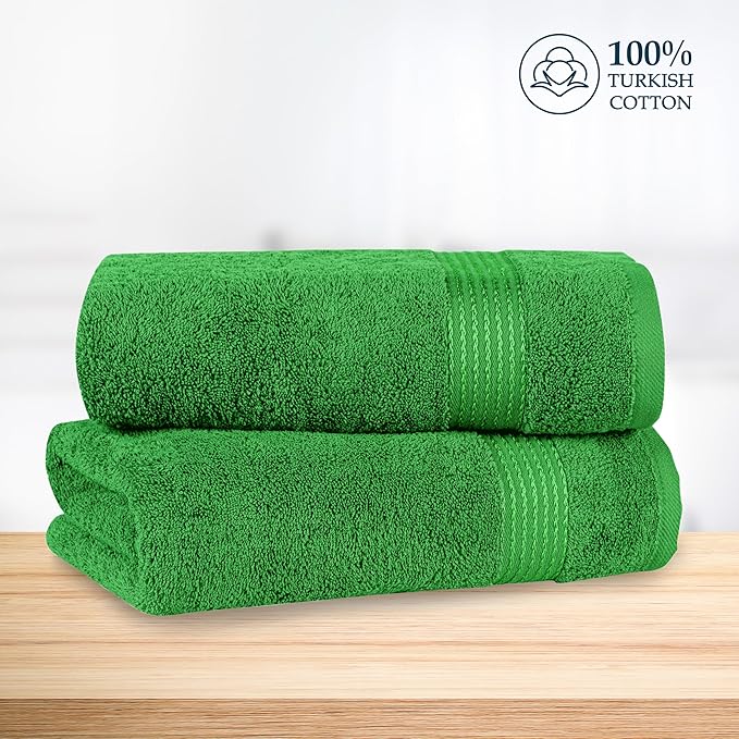 Mocassi Luxury 100% Turkish Cotton 2-Pack Bath Towel Set- Ultra Soft, Quick Dry Highly Absorbent 27 x 54 inch Premium Spa Hotel Quality 2PC Bath Towels - Luxurious Soft Bathroom Towels, Emerald Green