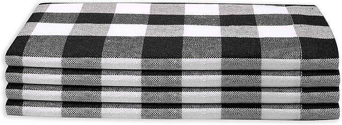 Cloth Napkin 100% Cotton 18Inch x 18Inch Decorative Gingham Buffalo Check Plaid Washable Napkins Table Napkin for Dining, Kitchen, Parties & Camping - Black White (Set of 4)