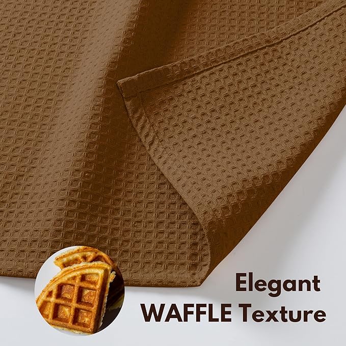 Native Fab Cotton Dish Towel & Dishcloths 8 Piece Set - Soft, Absorbent, Durable, Washable, Fast Drying Towels for Cleaning, Cooking, Baking - Ideal for Home, Kitchen, BBQ & Outdoor Use - Brown