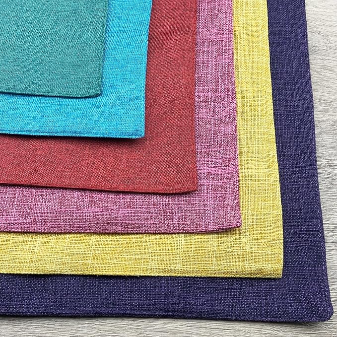 Weabetfu Cloth Placemats Set of 8 Heat Resistant Dining Table Placemmats Cotton Linen Machine Washable Kitchen Table Mats Wrinkle Free Thick Fabric Place Mat,Easy to Clean,13"x19" Purple