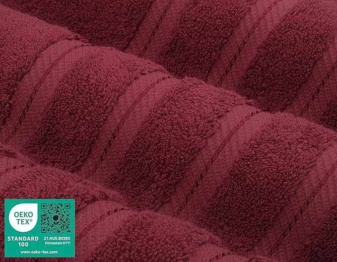 American Soft Linen Luxury Hand Towels for Bathroom, 600 GSM Heawy Weight 16x28 Size 100% Cotton Turkish 4 Piece Hand Face Towel Set, Bordeaux Red Hand Towels