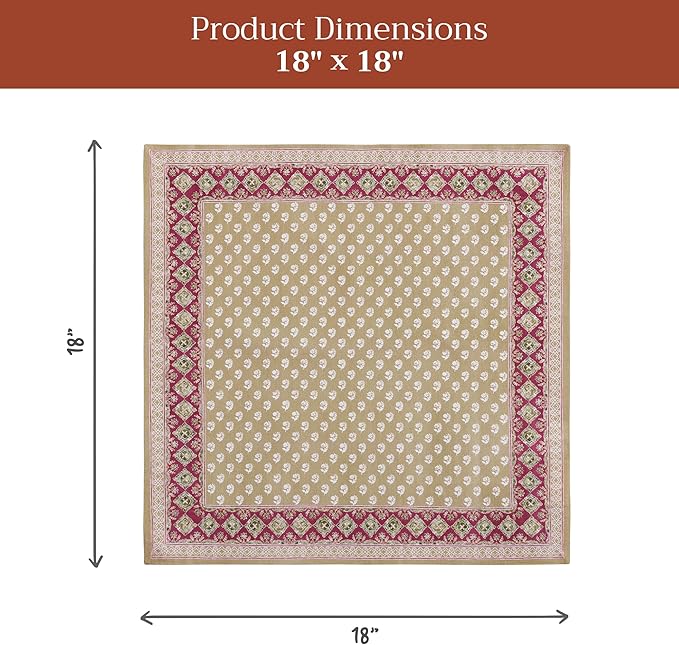 Maison d' Hermine Cloth Napkins Set of 4 100% Cotton Everyday Reusable Square Napkins Cloth Washable Dinner Party Wedding Restaurant Gifts for Mothers Day Spring/Summer (Manosque, 18" x 18")