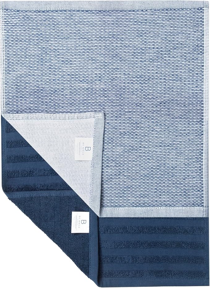 Bumble Premium Dish Cloths 13"x13" (6 Pack) | 100% Natural Ring Spun Cotton | 400 GSM | Highly Absorbent & Soft |Yarn Dyed & Solid Dyed Terry Dish Cloth Set - Blue