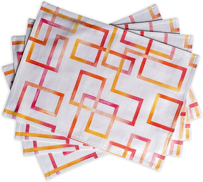 Maison d' Hermine Placemats Set of 4 100% Cotton Washable Cloth Place Mats Reusable Table Mats for Kitchen Dining Party Wedding Gifts for Mothers Day Spring/Summer (Summer Maze, 13" x 19")