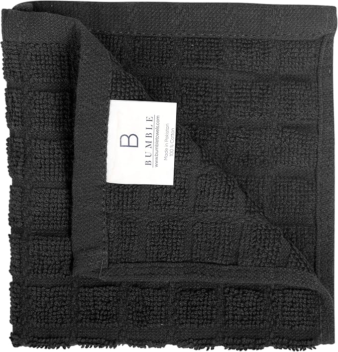 Bumble Dish Cloths (8 Pack) | 12" x 12" | 100% Cotton Kitchen Towels | 405 GSM | Soft, Highly Absorbent & Durable Dish Towels for Kitchen | Black
