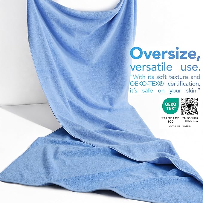 American Soft Linen 100% Cotton 600 GSM Turkish 40x80 Oversized Bath Towel Sheet, Extra Large Adult Towels for Bathroom, Sky Blue Bath Sheet