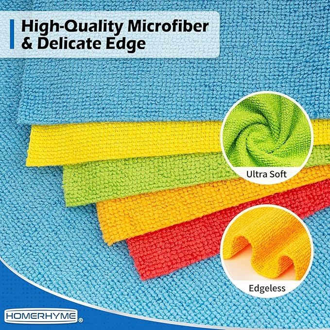 Microfiber Cleaning Cloth, 200 Pack Cleaning Rags Microfiber Towel Bulk Absorbent Lint-Free Wash Cloths, All-Purpose Towels for Cars, Shop, Automotive, Garage, Home & Kitchen