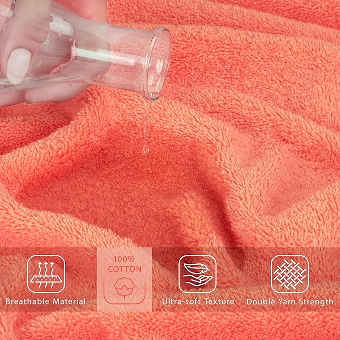 Cotton Paradise 100% Cotton 40x80 Oversized Bath Sheet, Extra Large Turkish Bath Towels for Bathroom, Coral Bathsheet