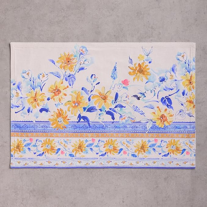 Maison d' Hermine Placemats Set of 4 100% Cotton Washable Cloth Place Mats Reusable Table Mats for Kitchen Dining Party Wedding Gifts for Mothers Day Spring/Summer (Girassol, 13" x 19")
