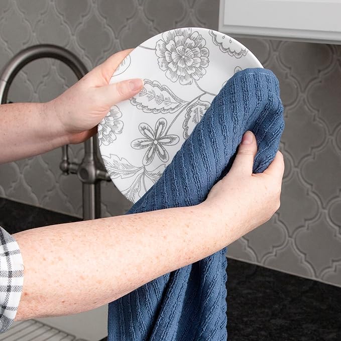Ritz Royale Collection 100% Combed Terry Cotton, Highly Absorbent, Oversized Kitchen Towel Set, 28" x 18", 2-Pack, Solid, Federal Blue