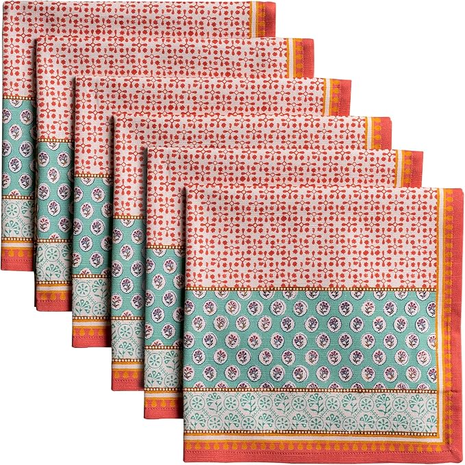 Maison d' Hermine Cloth Napkins Set of 6 100% Cotton Everyday Reusable Square Napkins Cloth Washable Dinner Party Wedding Restaurant Gifts for Mothers Day Spring/Summer (Provence, 20" x 20")