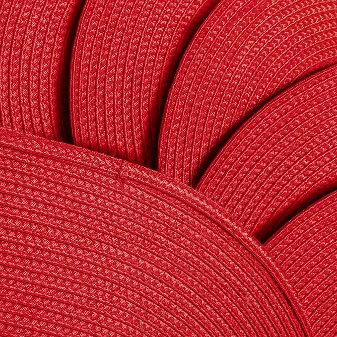AHHFSMEI Placemats Set of 4 for Dining Table Washable Woven Non-Slip 18x12 inches Placemat Heat-Resistant Durable Table Mats for Dining Table Easy to Clean (Oval red, 4)