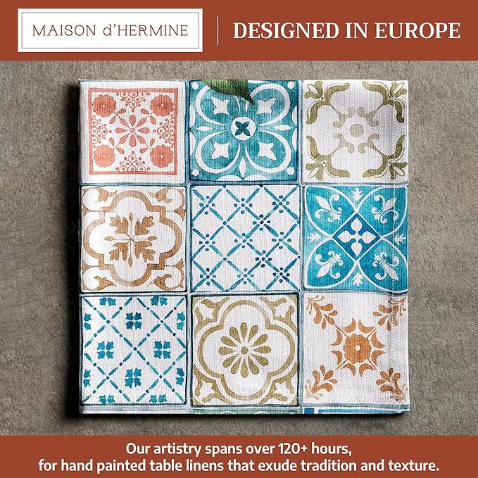 Maison d' Hermine Cloth Napkins Set of 4 100% Cotton Everyday Reusable Square Napkins Cloth Washable Dinner Party Wedding Restaurant Gifts for Mothers Day Spring/Summer (Agrume, 20" x 20")