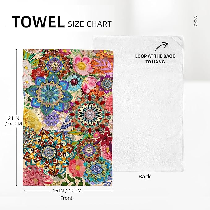 Boho Floral Kitchen Towels Decorative Set of 2, Colorful Flowers Dish Towels for Kitchen, Absorbent Soft Hand Towel Tea Bar Towel for Kitchen Decor Cooking Baking Housewarming Gifts for Women