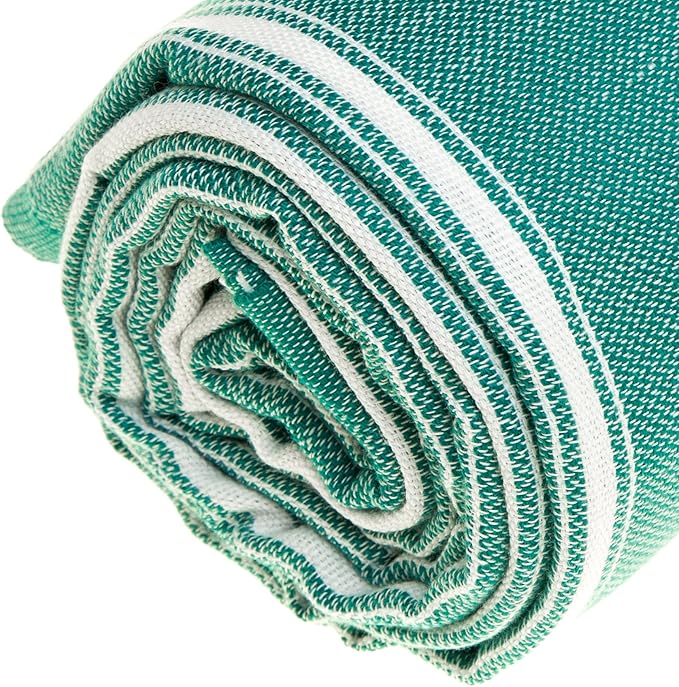 Bersuse Towels Anatolia XL Beach Blanket Throw Blanket Turkish Towel 100% Cotton Extra-Large Quick-Dry Lightweight Premium Peshtemal Towel - 61x82 Inches, Teal
