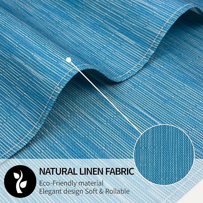 Blue Placemats Set of 4, 12x18 Inch Heat-Resistant Washable Easy to Clean Place Mats, Faux Linen Cloth Table Mats Suitable for Indoor/Outdoor Parties & Kitchen Decor (Blue)