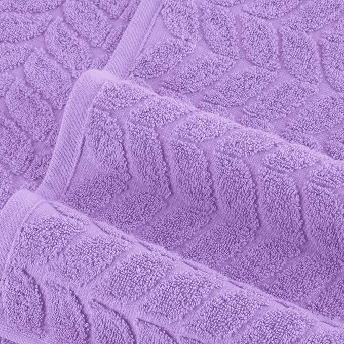 Elegant Comfort Luxury 6-Piece 100% Turkish Cotton Jacquard Braided Textured Premium Hotel Quality Towel Set– Soft and Absorbent, Includes 2 Bath Towels, 2 Hand Towels and 2 Washcloths, Lilac