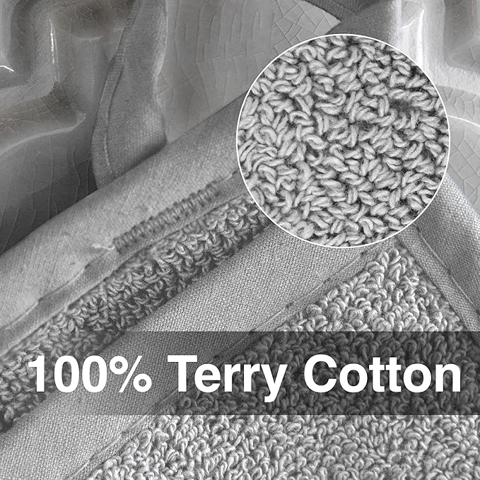 RITZ Terry Pocket Mitt & Hot Pad: Unparalleled Heat Resistant, Durable 100% Cotton – Ergonomically Designed for Optimal Grip – Easy-Care Machine Washable – 4-Pack, Titanium Grey