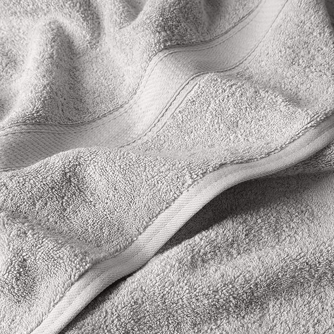 SUPERIOR Solid Egyptian Cotton Towel Set, Washcloths 13” x 13”, Hand Towels 20” x 30”, Bath Towels 30” x 55”, Silver, 6-Pieces