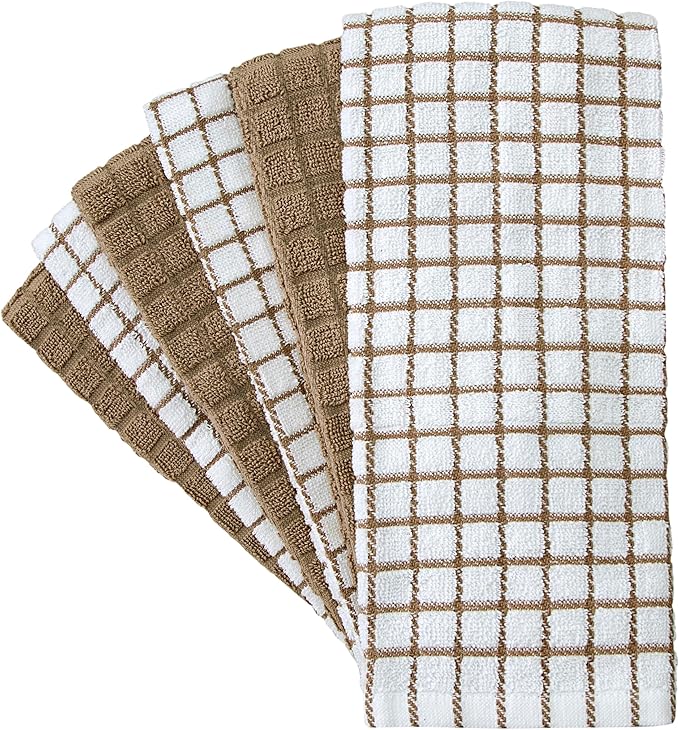 Bumble Kitchen Towels (6 Pack) | 16" x 28" | 100% Cotton Dish Towels for Kitchen | 380 GSM | Soft, Highly Absorbent & Durable Dish Towels with Hanging Loop | Tan