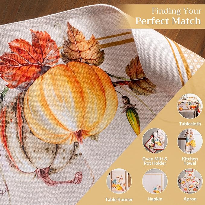 Maison d' Hermine Placemats Set of 4 100% Cotton Washable Cloth Place Mats, Reusable Table Mats for Thanksgiving Christmas Decorations Kitchen Dining Party Wedding Restaurant (Potiron, 13" x 19")