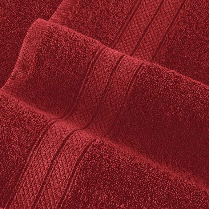 Elegant Comfort Luxury 6-Piece Towel Set, Premium Soft 100% Turkish Cotton, Three Line Popcorn Design 2 Bath Towels, 2 Hand Towels and 2 Washcloths Towel Set - Quick-Drying and Absorbent, Burgundy