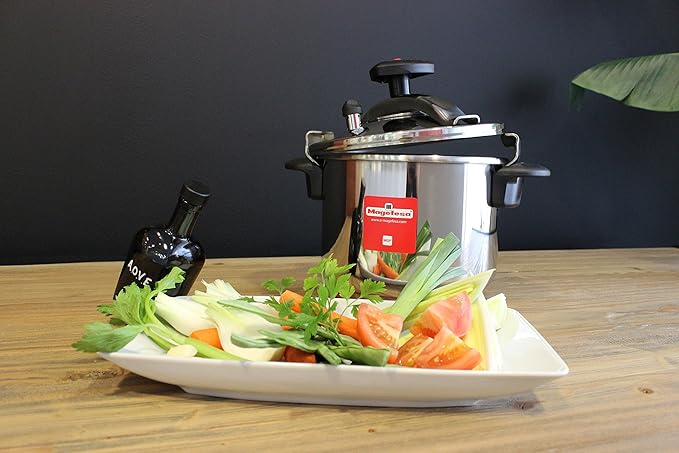 MAGEFESA Star 14.8-Quart Stainless Steel Pressure Cooker, Works on All Stovetops (Induction Compatible), Safety Lock & 8 PSI Cooking