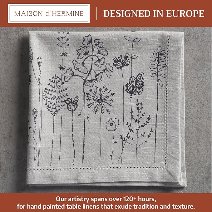 Maison d' Hermine Cloth Napkins Set of 4 100% Cotton Everyday Reusable Square Napkins Cloth Washable Dinner Party Wedding Restaurant Gifts for Mothers Day Spring/Summer (Flore, 20" x 20")