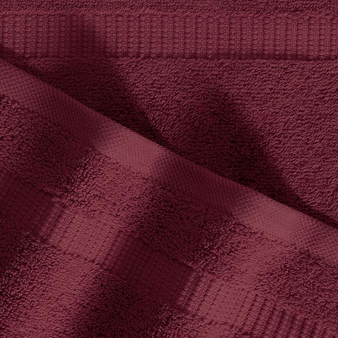 SALBAKOS 100% Turkish Cotton Washcloth Set of 12, 13x13 inch | Premium Quality | Hotel & Spa Collection | Ultra Soft, Super Absorbent, Wash Cloth Towels | Made in Turkey (Wine, 12 Washcloths)