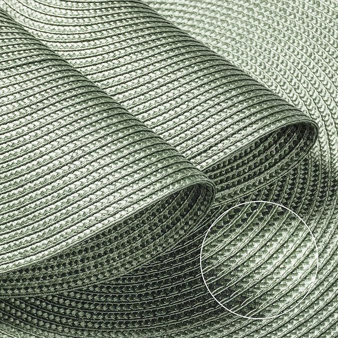 FunWheat Round Braided Placemats Set of 8 Place Mats for Dining Table Woven Washable Non-Slip Table Mats 15 Inch(Fog Green,8pcs)