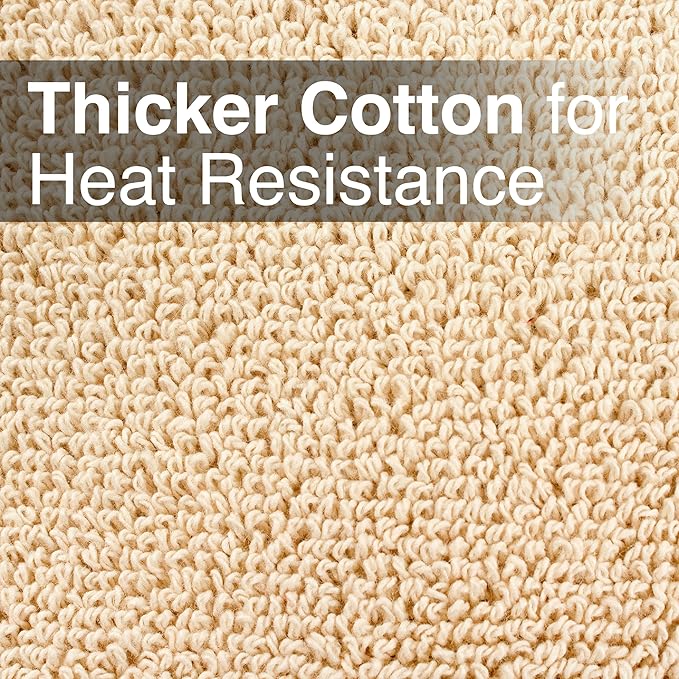 RITZ Terry Pocket Mitt & Hot Pad: Unparalleled Heat Resistant, Durable 100% Cotton – Ergonomically Designed for Optimal Grip – Easy-Care Machine Washable – 4-Pack, Latte