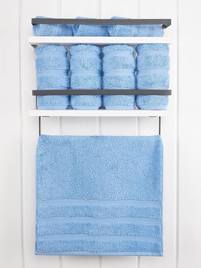 American Soft Linen Luxury Hand Towels for Bathroom, 600 GSM Heawy Weight 16x28 Size 100% Cotton Turkish 4 Piece Hand Face Towel Set, Sky Blue Hand Towels