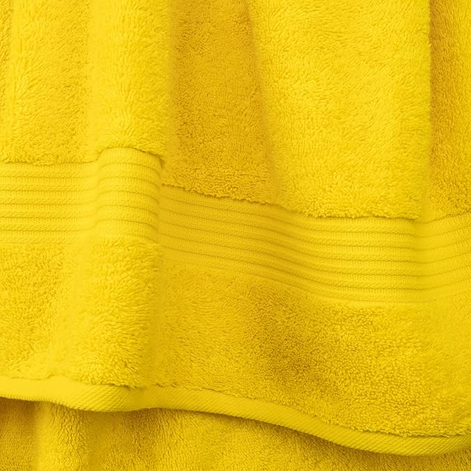 Cotton Paradise 4 Piece Turkish Bath Towels for Bathroom, 100% Cotton Extra Large Soft Plush Towels Bathroom Set, Yellow