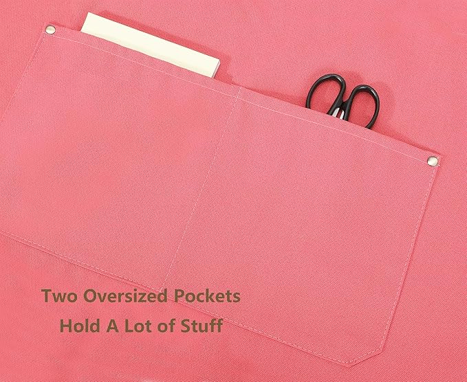 AFUN Chef Aprons for Women Men with Oversized Pockets, 12-Ounce Cotton Canvas Cross Back Water Repellent Apron (Pink)