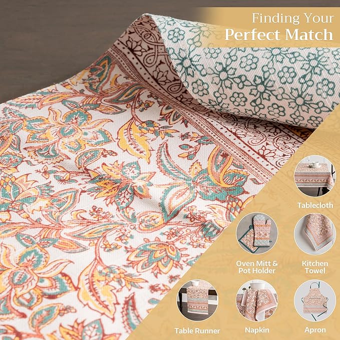 Maison d' Hermine Placemats Set of 4 100% Cotton Washable Cloth Place Mats, Reusable Table Mats for Thanksgiving Christmas Decorations Kitchen Dining Party Wedding Restaurant (Nila, 13" x 19")