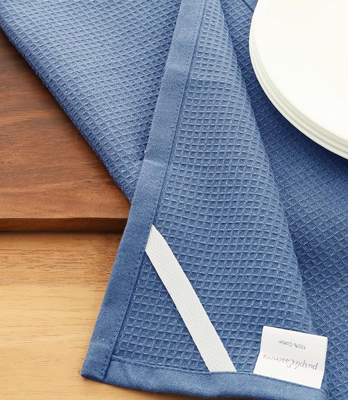 PurpleEssences Waffle Weave Kitchen Towel, 100% Cotton - 15x25 Inches with Hanging Loop, Ultra Soft Absorbent Quick Drying Dish Cloth, Tea and Hand Towels, 6 Pack - Spring Easter Summer - Smoky Grey