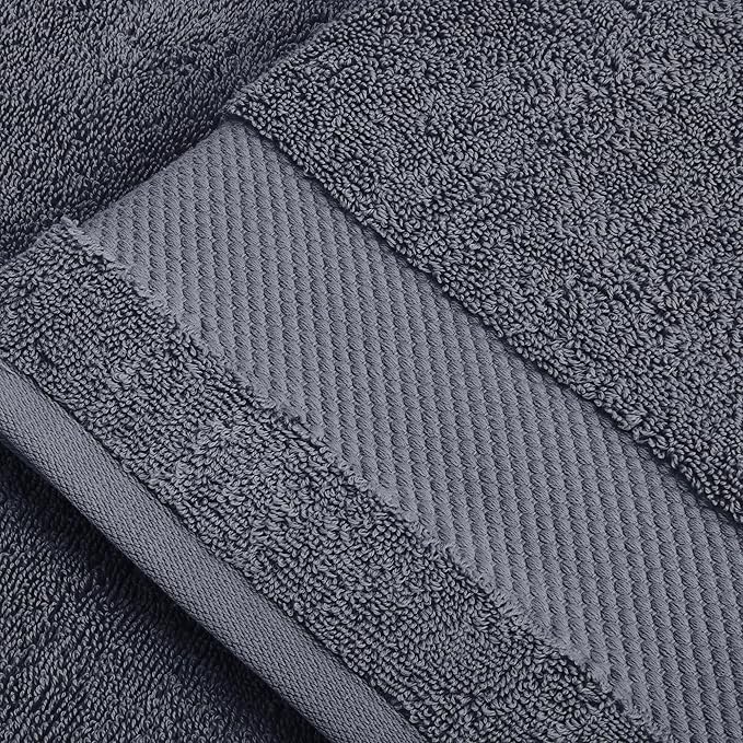 BIOWEAVES 100% Organic Cotton 700 GSM Plush Bath Towels 30" x 58" GOTS Certified - Charcoal, Pack of 2